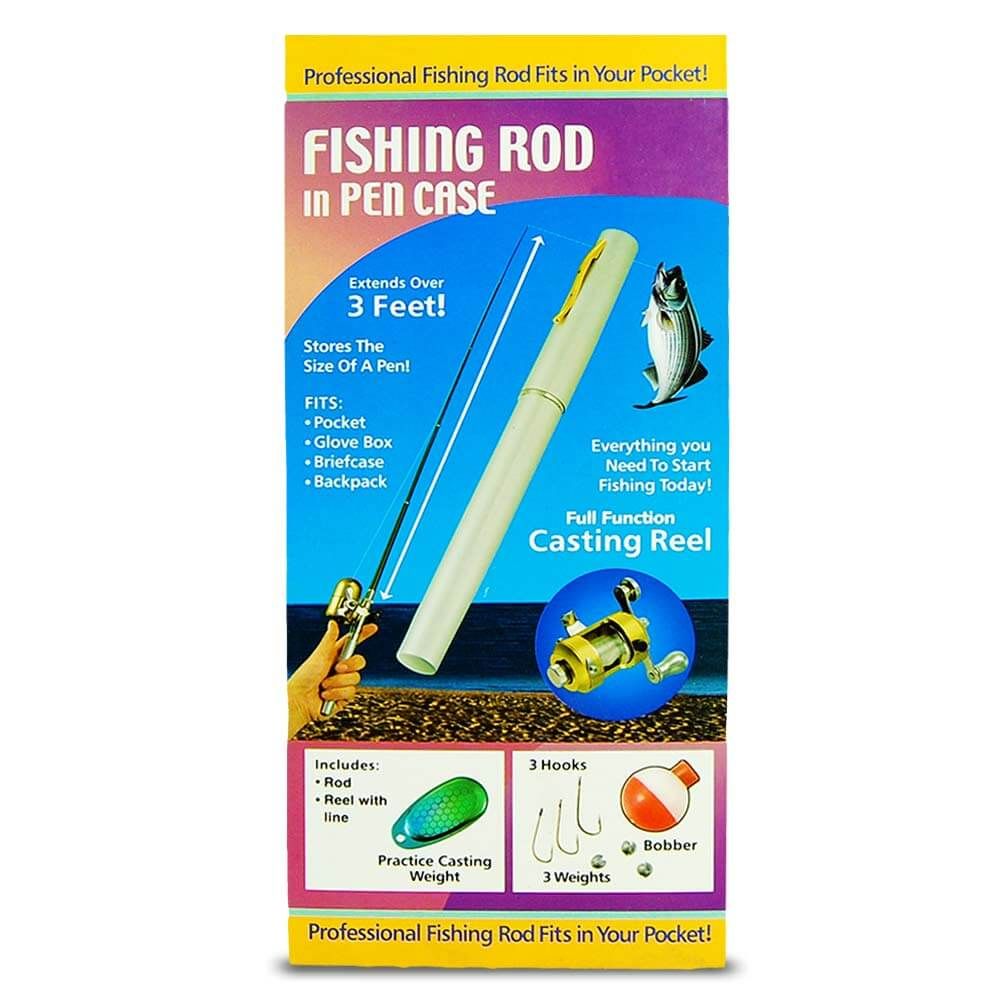 คันเบ็ดปากกาขนาดเล็กสำหรับตกปลาด้วยรอกในปากกา - ยืดหดได้สูงสุด 1 เมตร