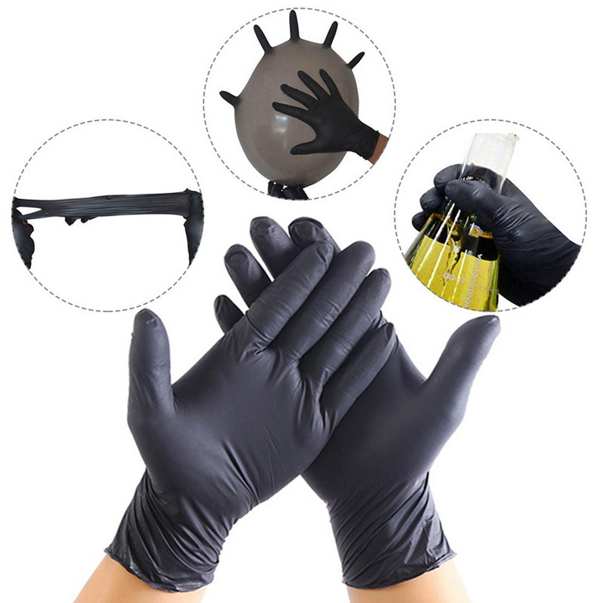 ถุงมือยางไนไตรป้องกันสีดำ