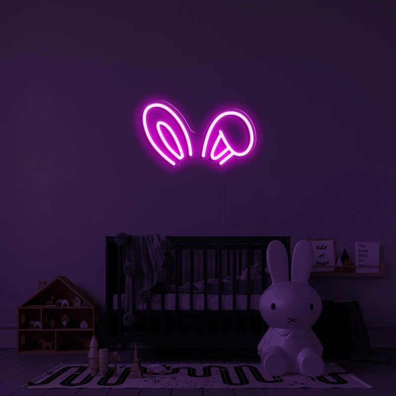 โลโก้นีออนเรืองแสง 3 มิติบนผนัง - หูกระต่าย