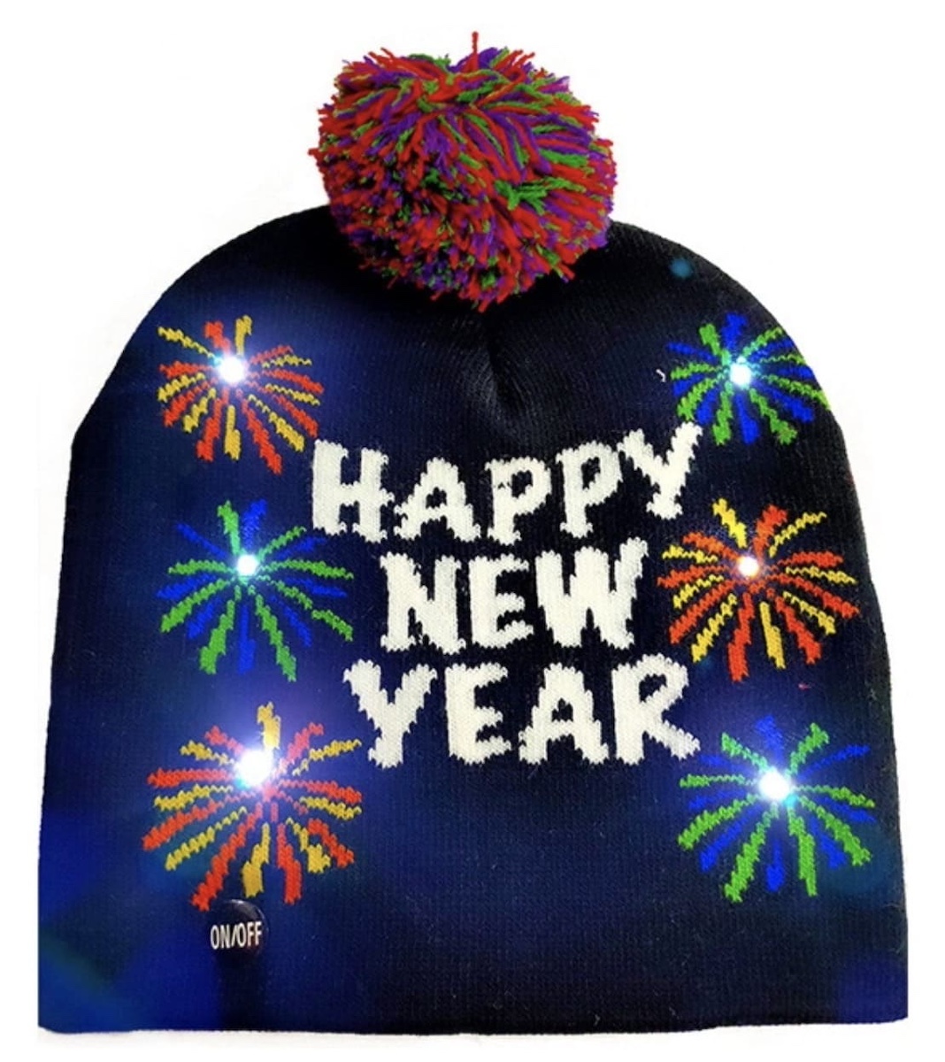 หมวกถักประดับไฟคริสต์มาสพร้อมหลอดไฟ LED - สวัสดีปีใหม่