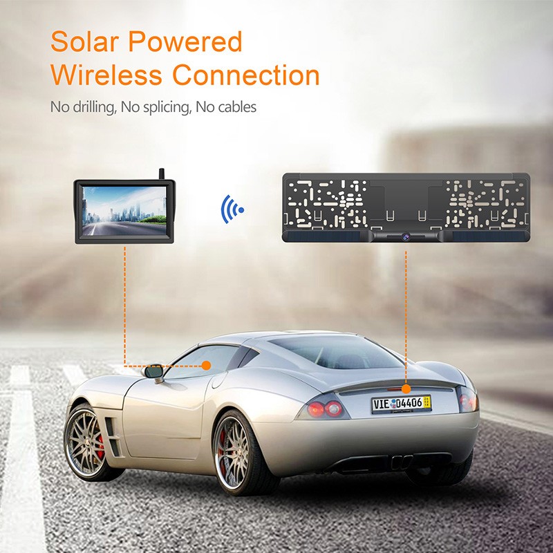 กล้องติดรถยนต์พลังงานแสงอาทิตย์และจอ HD ในป้ายทะเบียน