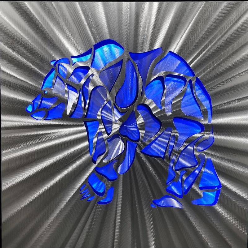 หมีขั้วโลก - ภาพวาดโลหะ LED นามธรรม 3D อะลูมิเนียม