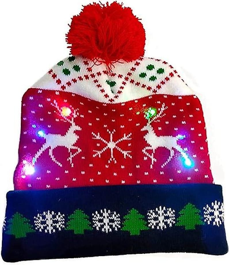 หมวกกันหนาวประดับพู่ ประดับไฟคริสต์มาสด้วยหลอดไฟ LED - CHRISTMAS DEER